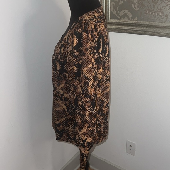 Ann Taylor snake print square neck puff long sleeves pull over blouse top Sz M - Picture 6 of 9